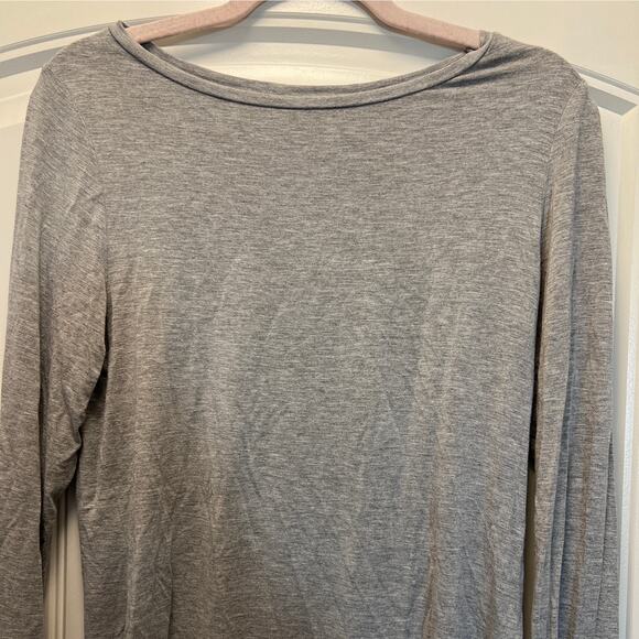 Calvin Klein Liquid Jersey Women's Long Sleeve Boat-Neck Pullover‎ Top Sz M Gray - Picture 3 of 6